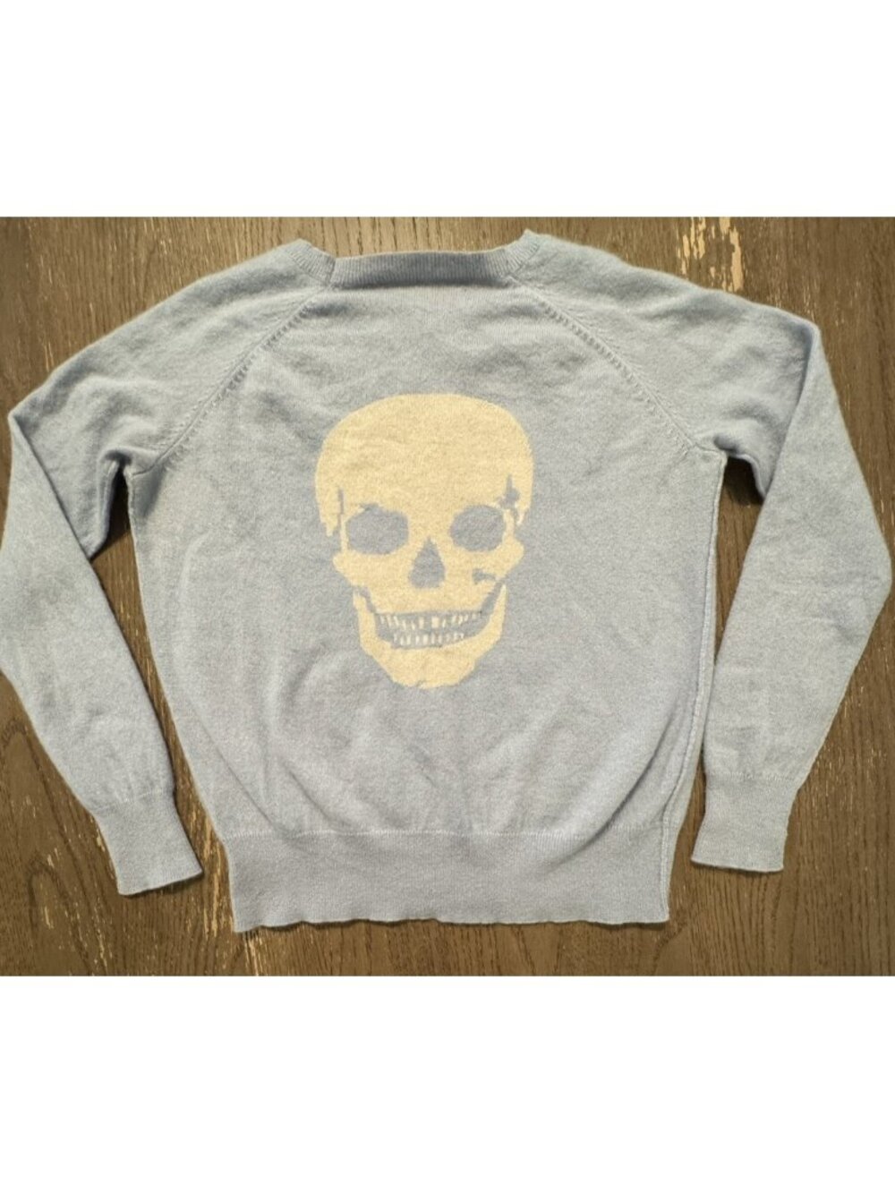 Skull Cashmere 100% Cashmere Sweater Pale Blue Women’s Small Moto Luxury